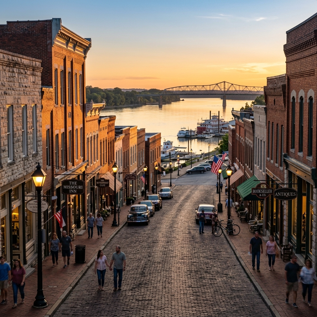 Historic downtown streetscape in Cape Girardeau, Missouri