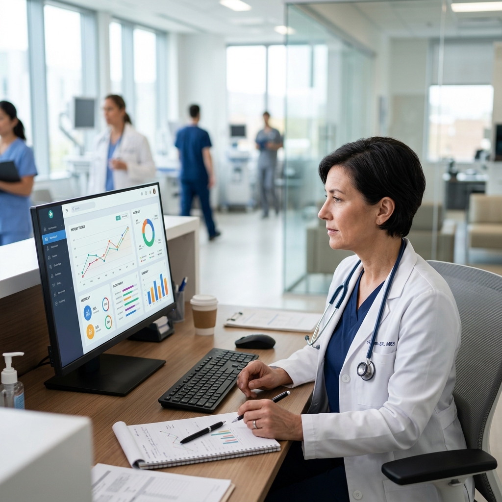 Horizon Virtual Care board-certified nephrologist conducting a remote specialist consultation via a secure clinical workstation